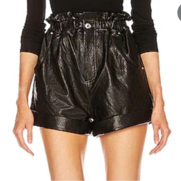 GRLFRND LEATHER PAPERBAG SHORTS - Picture 1 of 5